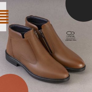 نیم بوت زیپدار مردانه چرم طبیعی مدل آتیلا عسلی