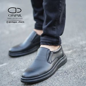 کفش طبی مردانه چرم طبیعی مدل پارلا بدون بند