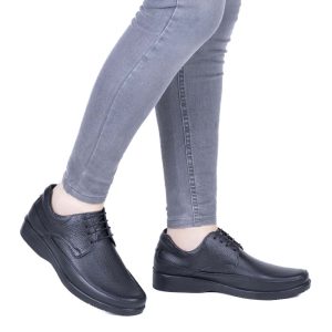کفش طبی مردانه چرم طبیعی مدل تاماراپلاس بندی مشکی