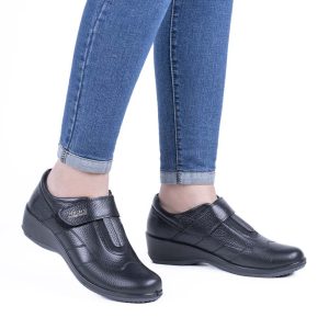 کفش چرم زنانه طبی ساغر مشکی